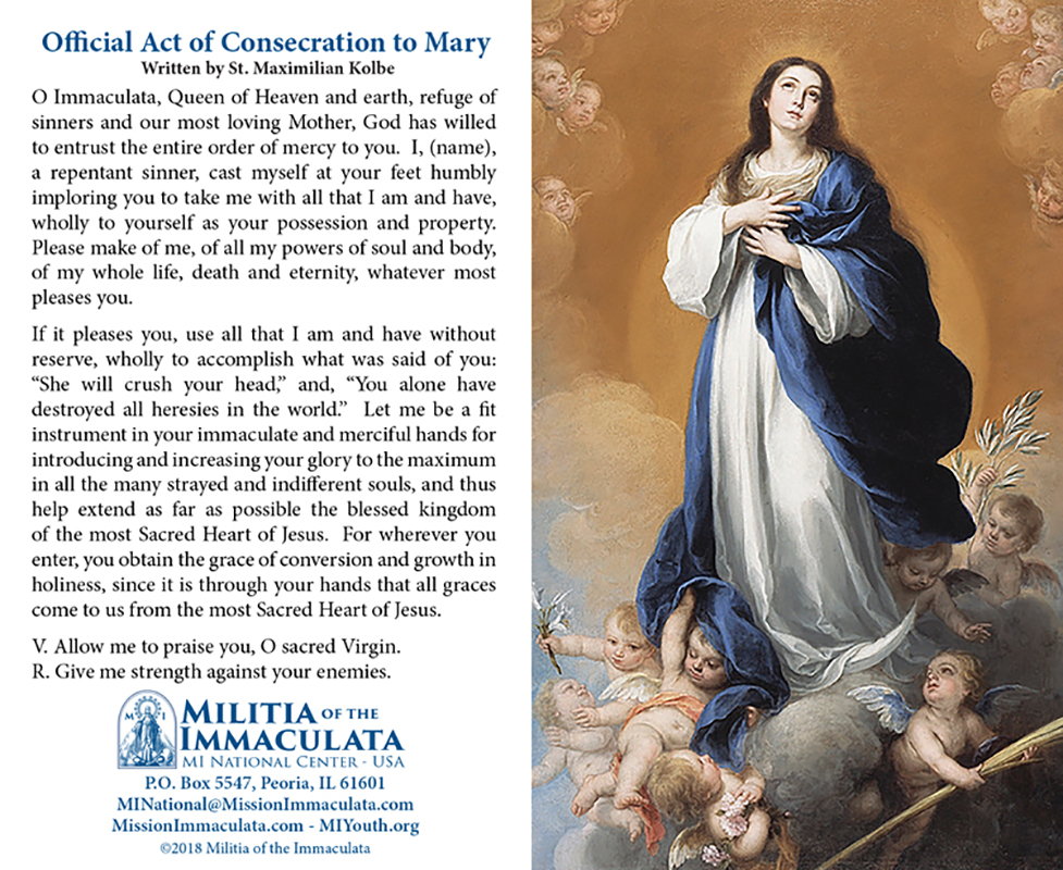 Consecration to Mary Card – Militia of the Immaculata